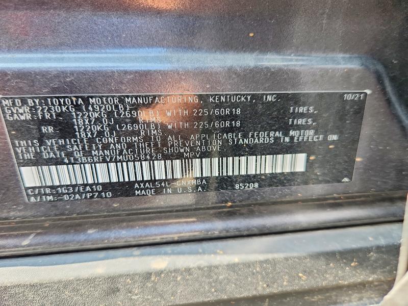 58705926 :رقم المزاد ، 4T3B6RFV7MU058428 vin ، 2021 Toyota Rav4 Hybrid مزاد بيع