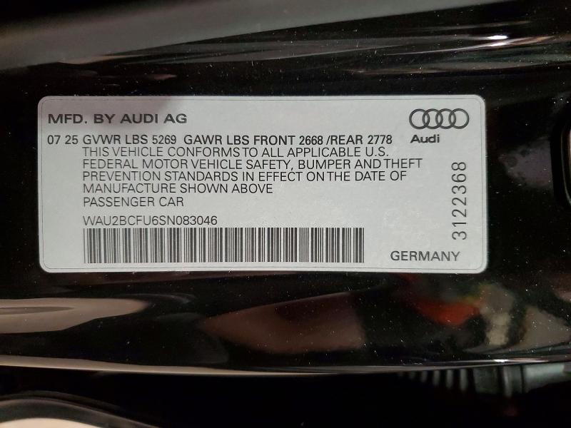 58542986 :رقم المزاد ، WAU2BCFU6SN083046 vin ، 2025 Audi A5 مزاد بيع
