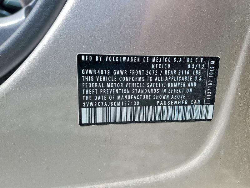 Aukcja sprzedaży 2012 Volkswagen Jetta, vin: 3VW2K7AJ8CM127130, numer aukcji: 55386826
