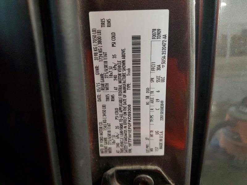 Aukcja sprzedaży 2015 Ford F150, vin: 1FTFW1EF0FKD59308, numer aukcji: 58896726