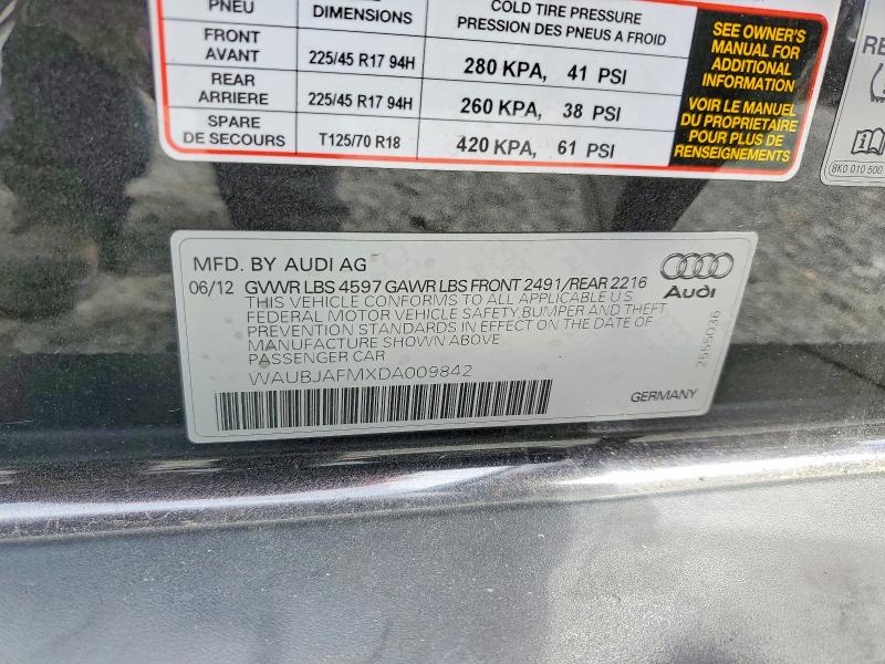 51149896 :رقم المزاد ، WAUBJAFMXDA009842 vin ، 2013 Audi A3 مزاد بيع