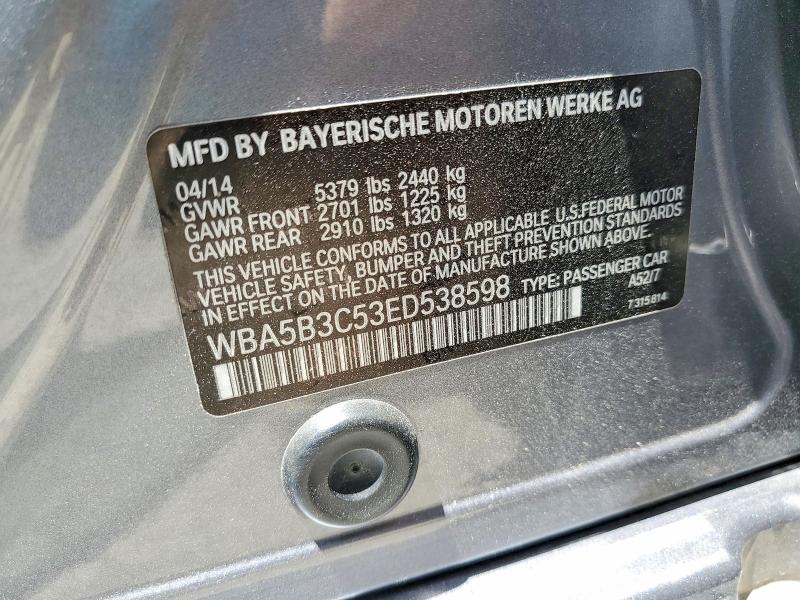 2014 Bmw 535 მანქანა იყიდება აუქციონზე, vin: WBA5B3C53ED538598, აუქციონის ნომერი: 55534516