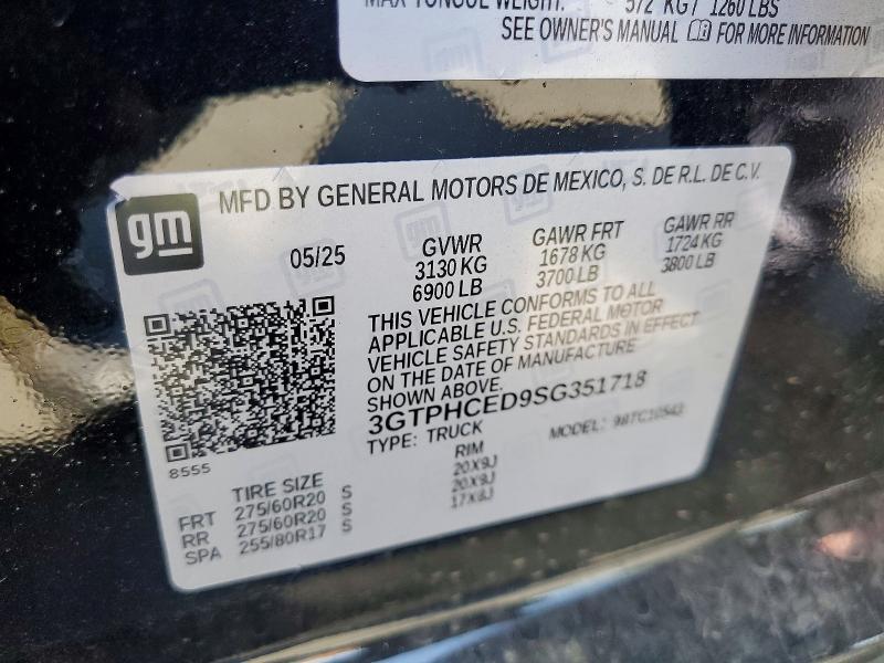 Aukcja sprzedaży 2025 Gmc Sierra, vin: 3GTPHCED9SG351718, numer aukcji: 56534226