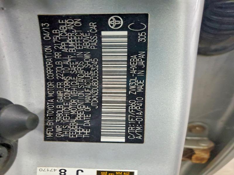 Aukcja sprzedaży 2013 Toyota Prius, vin: JTDKN3DU8D0353245, numer aukcji: 57338766