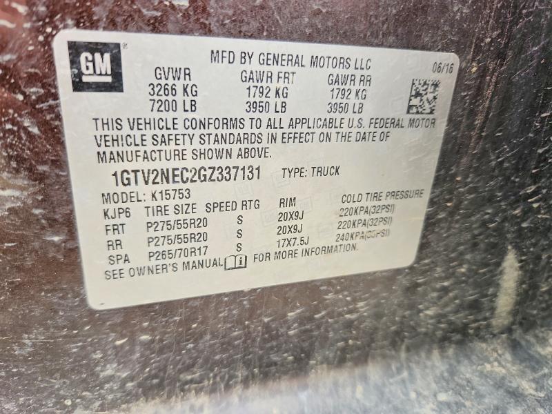 2016 Gmc Sierra მანქანა იყიდება აუქციონზე, vin: 1GTV2NEC2GZ337131, აუქციონის ნომერი: 56519646