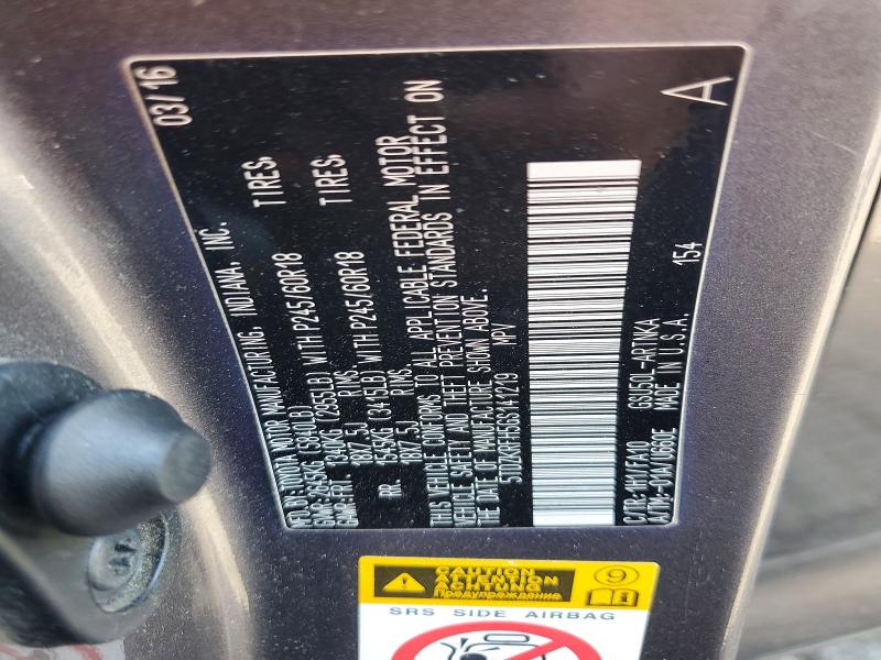 2016 Toyota Highlander მანქანა იყიდება აუქციონზე, vin: 5TDZKRFH5GS141219, აუქციონის ნომერი: 58150096