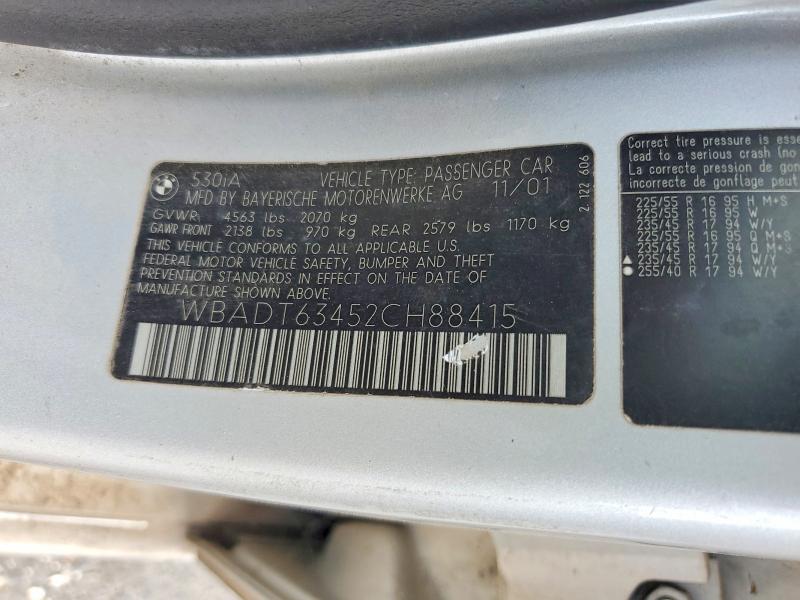 Продаж на аукціоні авто 2002 Bmw 530, vin: WBADT63452CH88415, номер лоту: 58975306