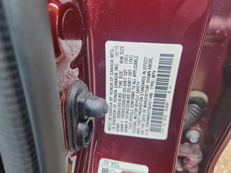 Aukcja sprzedaży 2016 Honda Cr-v, vin: 2HKRM3H73GH511486, numer aukcji: 58837036