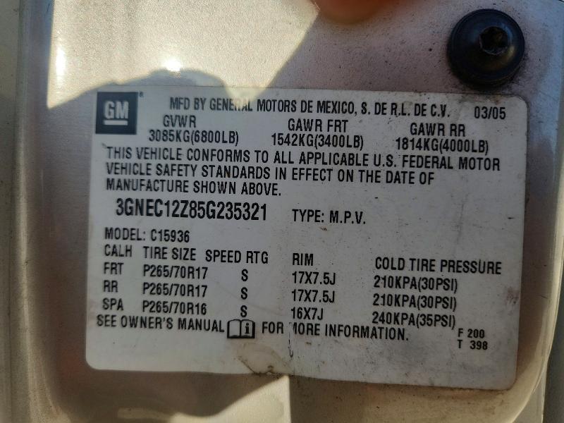 Продажа на аукционе авто 2005 Chevrolet Avalanche, vin: 3GNEC12Z85G235321, номер лота: 56854656