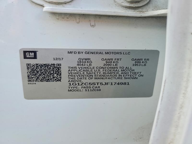 56845656 :رقم المزاد ، 1G1ZC5ST5JF174981 vin ، 2018 Chevrolet Malibu مزاد بيع
