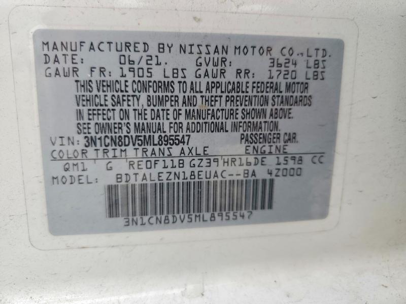 57265536 :رقم المزاد ، 3N1CN8DV5ML895547 vin ، 2021 Nissan Versa مزاد بيع