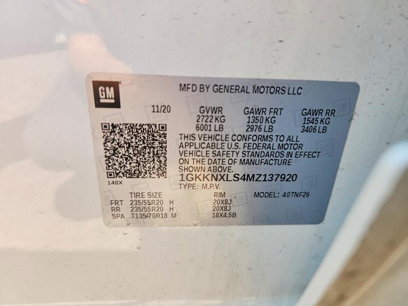 56370746 :رقم المزاد ، 1GKKNXLS4MZ137920 vin ، 2021 Gmc Acadia مزاد بيع