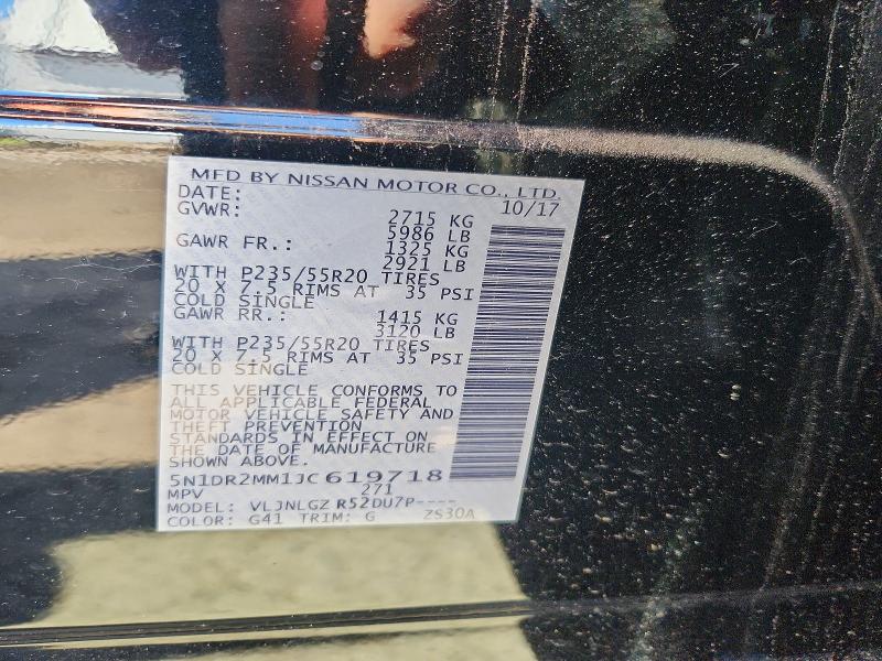 Aukcja sprzedaży 2018 Nissan Pathfinder, vin: 5N1DR2MM1JC619718, numer aukcji: 55225566