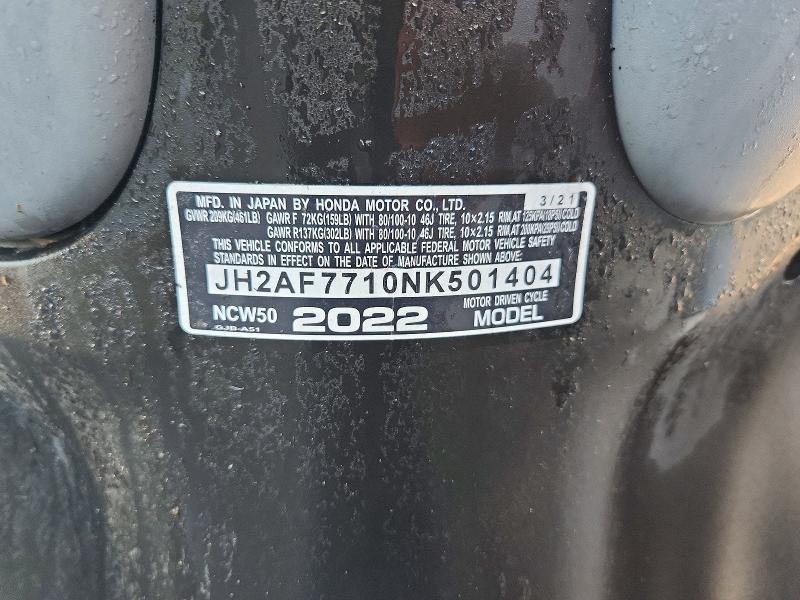 Aukcja sprzedaży 2022 Honda Ncw50, vin: JH2AF7710NK501404, numer aukcji: 58722136