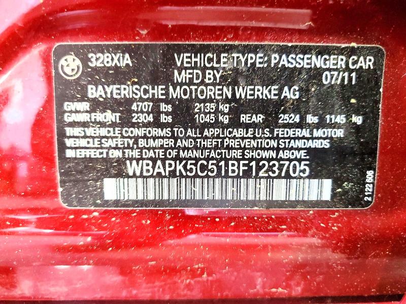 Продажа на аукционе авто 2011 Bmw 328, vin: WBAPK5C51BF123705, номер лота: 56839776