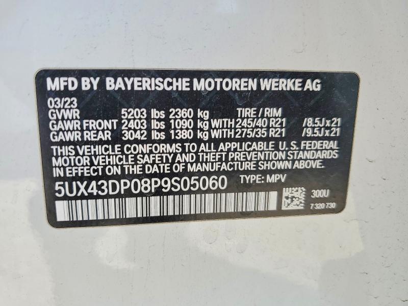 Продажа на аукционе авто 2023 Bmw X3, vin: 5UX43DP08P9S05060, номер лота: 57959166