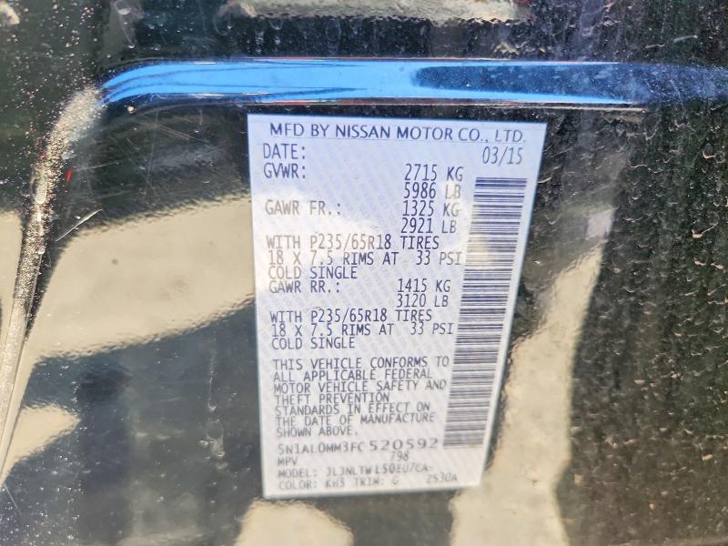 56366686 :رقم المزاد ، 5N1AL0MM3FC520592 vin ، 2015 Infiniti Qx60 مزاد بيع