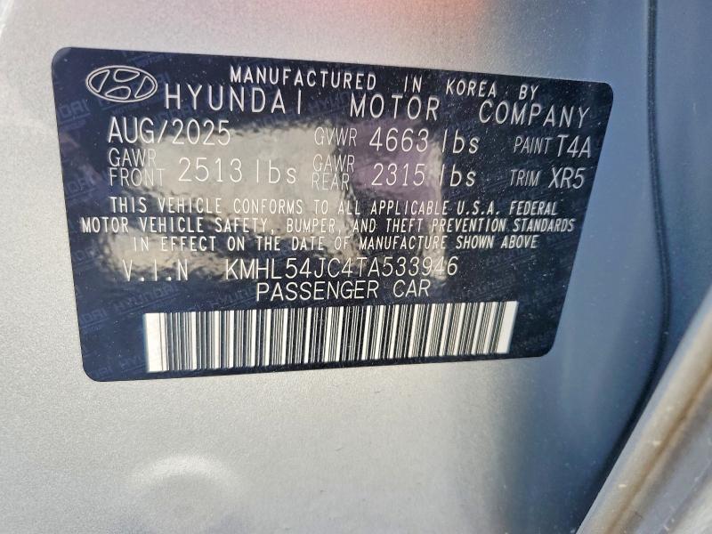 Продаж на аукціоні авто 2026 Hyundai Sonata, vin: KMHL54JC4TA533946, номер лоту: 54946766