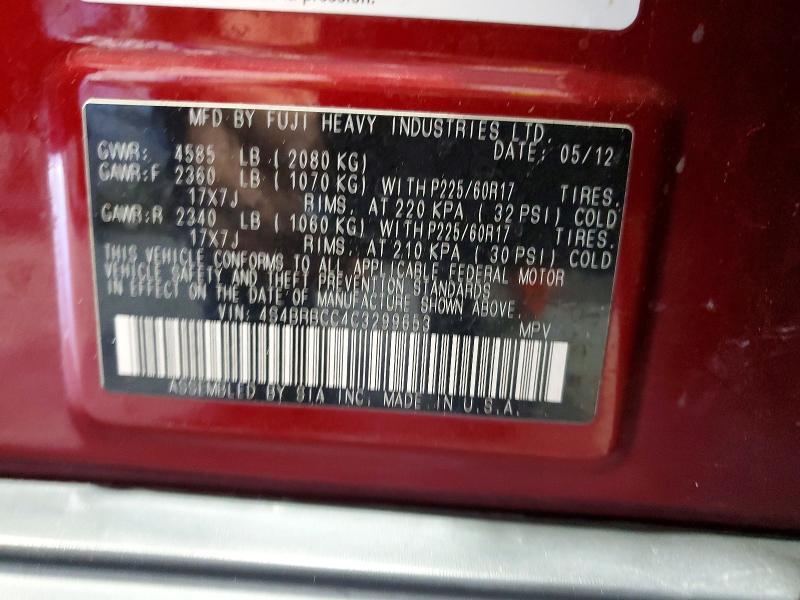 58912706 :رقم المزاد ، 4S4BRBCC4C3299653 vin ، 2012 Subaru Outback مزاد بيع