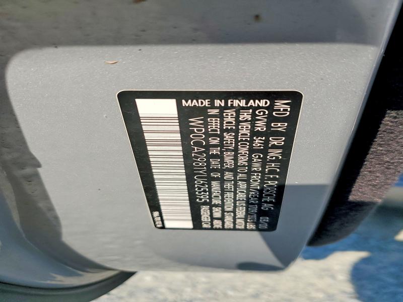 Aukcja sprzedaży 2000 Porsche Boxster, vin: WP0CA2981YU625395, numer aukcji: 47665526