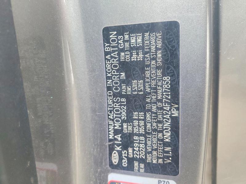2015 Kia Soul მანქანა იყიდება აუქციონზე, vin: KNDJN2A24F7217858, აუქციონის ნომერი: 57208546