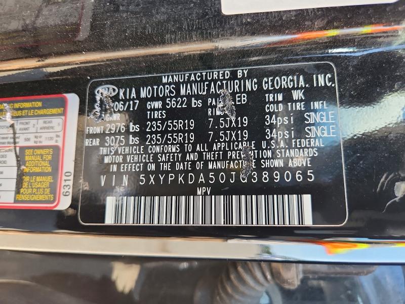 Продажа на аукционе авто 2018 Kia Sorento, vin: 5XYPKDA50JG389065, номер лота: 58604676