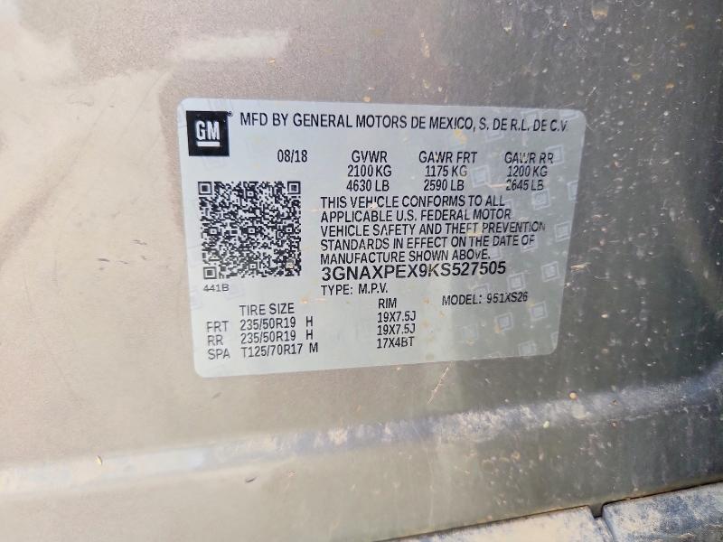 Aukcja sprzedaży 2019 Chevrolet Equinox, vin: 3GNAXPEX9KS527505, numer aukcji: 58116476