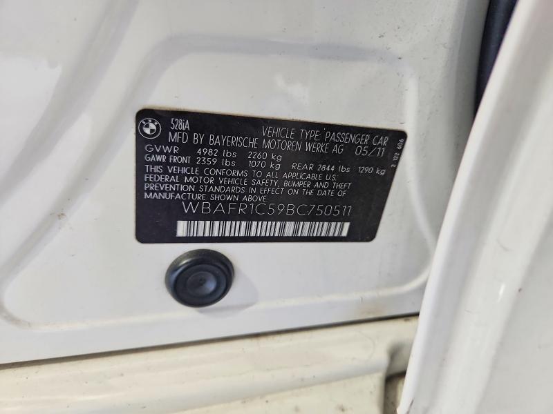 Aukcja sprzedaży 2011 Bmw 528, vin: WBAFR1C59BC750511, numer aukcji: 58096846