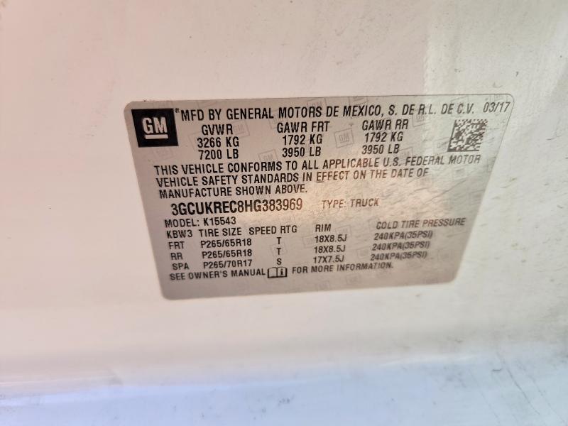 2017 Chevrolet Silverado მანქანა იყიდება აუქციონზე, vin: 3GCUKREC8HG383969, აუქციონის ნომერი: 56356866