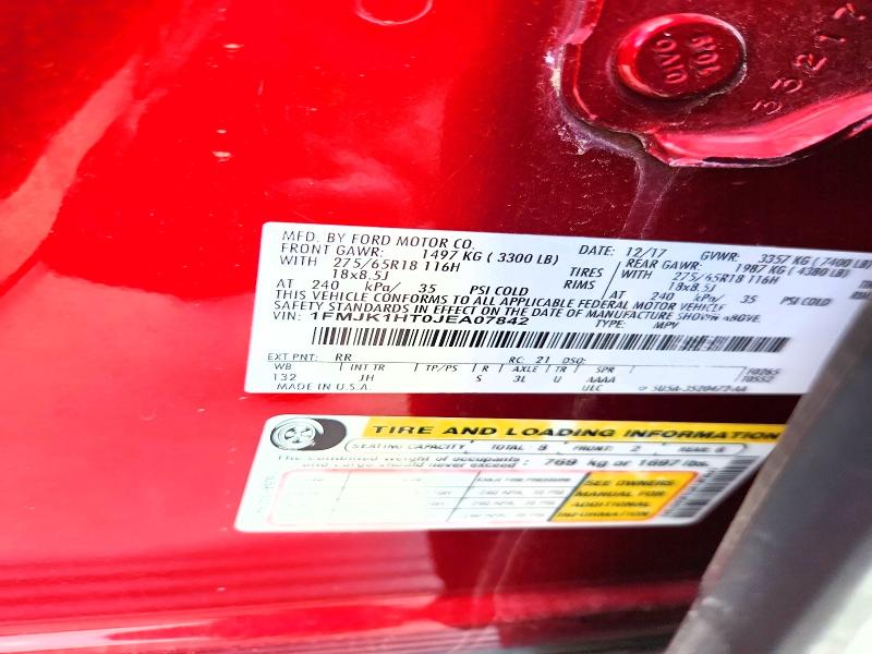 56226216 :رقم المزاد ، 1FMJK1HT0JEA07842 vin ، 2018 Ford Expedition مزاد بيع