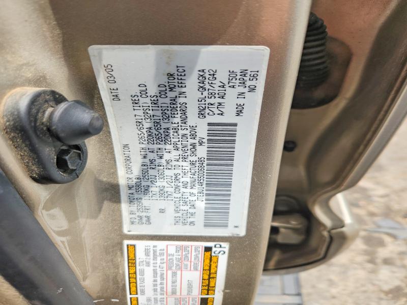 Aukcja sprzedaży 2005 Toyota 4runner, vin: JTEBU14R550068485, numer aukcji: 57851776