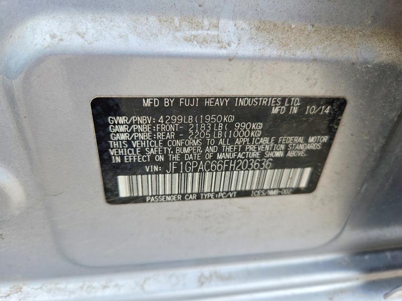 Продаж на аукціоні авто 2015 Subaru Impreza, vin: JF1GPAC66FH203636, номер лоту: 56810616