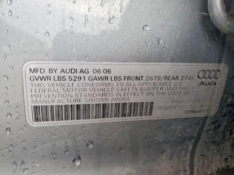 56887946 :رقم المزاد ، WAUDH74FX7N013821 vin ، 2007 Audi A6 مزاد بيع
