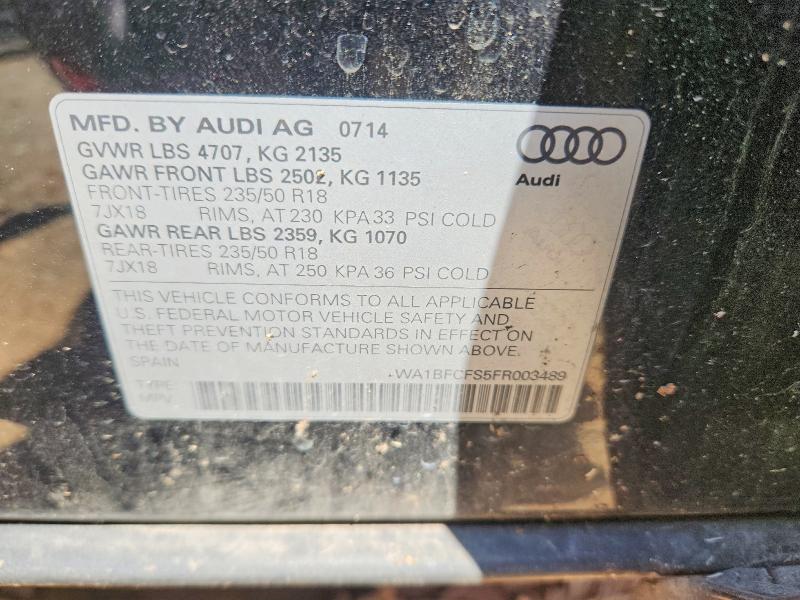 Продаж на аукціоні авто 2015 Audi Q3, vin: WA1BFCFS5FR003489, номер лоту: 56762736