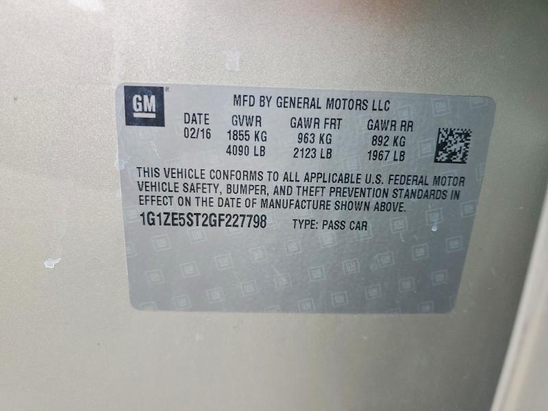 57915506 :رقم المزاد ، 1G1ZE5ST2GF227798 vin ، 2016 Chevrolet Malibu مزاد بيع