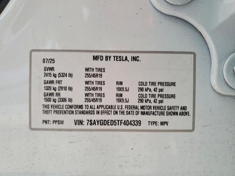 Продажа на аукционе авто 2026 Tesla Model Y, vin: 7SAYGDED5TF404339, номер лота: 57381576