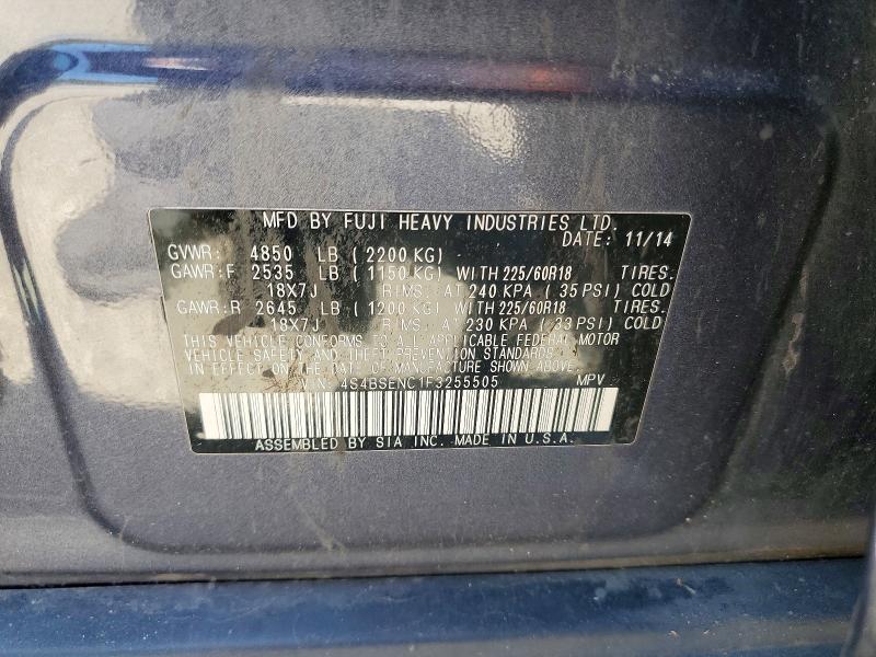 2015 Subaru Outback მანქანა იყიდება აუქციონზე, vin: 4S4BSENC1F3255505, აუქციონის ნომერი: 58018456
