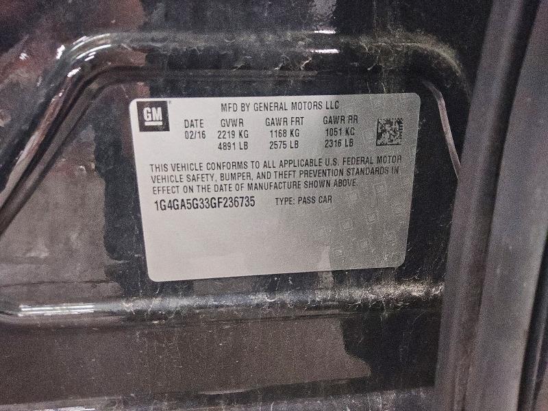 2016 Buick Lacrosse მანქანა იყიდება აუქციონზე, vin: 1G4GA5G33GF236735, აუქციონის ნომერი: 58307716