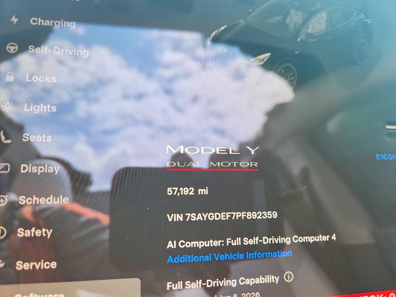Продажа на аукционе авто 2023 Tesla Model Y, vin: 7SAYGDEF7PF892359, номер лота: 56095186