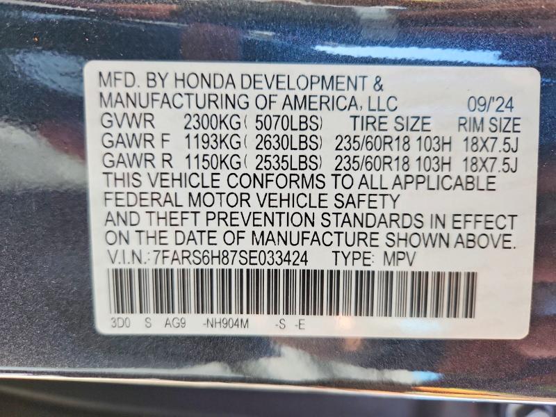 Продаж на аукціоні авто 2025 Honda Cr-v, vin: 7FARS6H87SE033424, номер лоту: 54547026