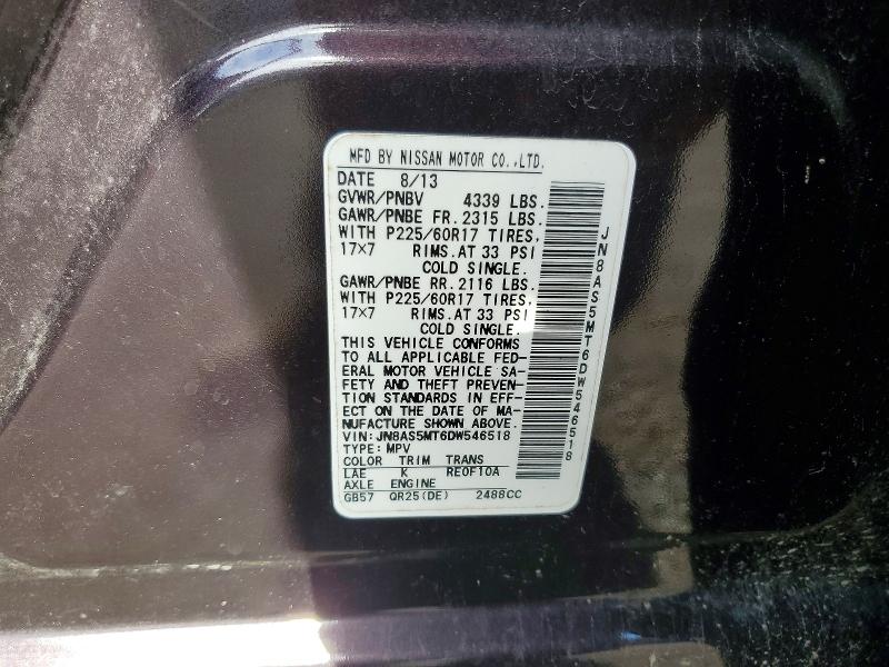 Продажа на аукционе авто 2013 Nissan Rogue, vin: JN8AS5MT6DW546518, номер лота: 58573566
