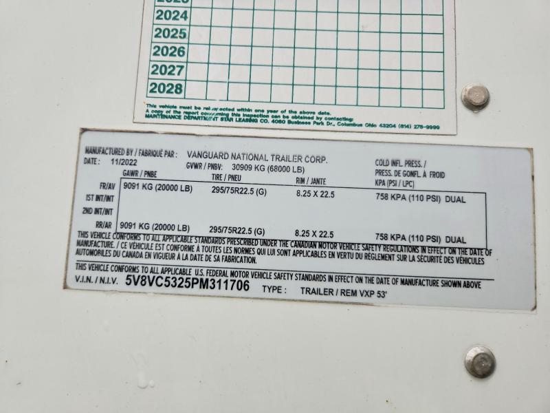 59174956 :رقم المزاد ، 5V8VC5325PM311706 vin ، 2023 Vanguard Trailer Vxp 53' مزاد بيع