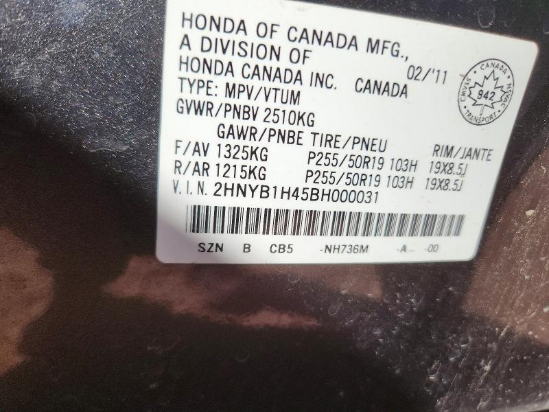 Продажа на аукционе авто 2011 Acura Zdx, vin: 2HNYB1H45BH000031, номер лота: 57595456
