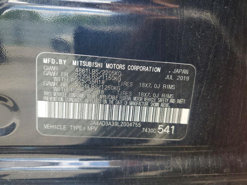 56566676 :رقم المزاد ، JA4AD3A39LZ004755 vin ، 2020 Mitsubishi Outlander مزاد بيع