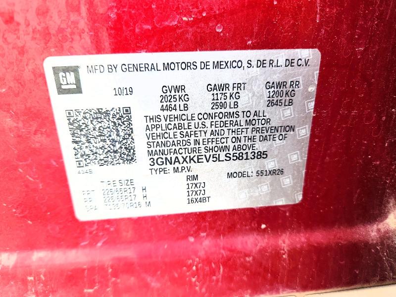 Продажа на аукционе авто 2020 Chevrolet Equinox, vin: 3GNAXKEV5LS581385, номер лота: 58753406