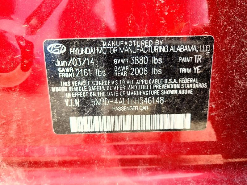 Aukcja sprzedaży 2014 Hyundai Elantra, vin: 5NPDH4AE1EH546148, numer aukcji: 55864216