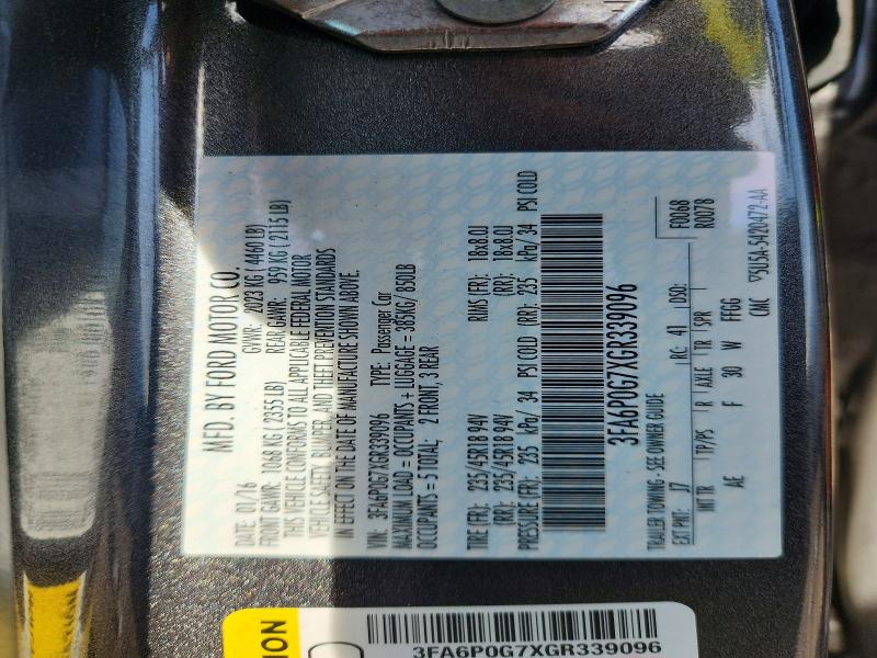 56665436 :رقم المزاد ، 3FA6P0G7XGR339096 vin ، 2016 Ford Fusion مزاد بيع