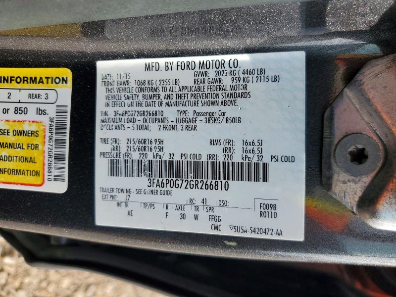 Продаж на аукціоні авто 2016 Ford Fusion, vin: 3FA6P0G72GR266810, номер лоту: 55907466