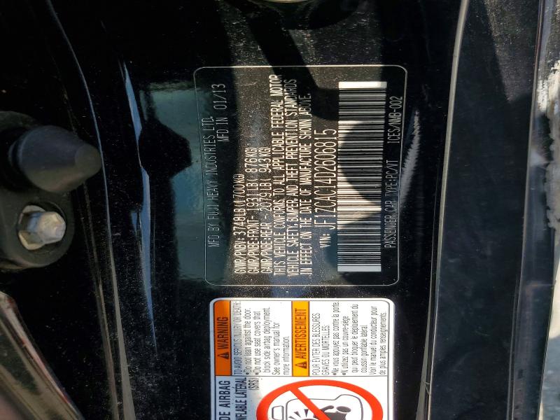 2013 Subaru Brz მანქანა იყიდება აუქციონზე, vin: JF1ZCAC14D2606815, აუქციონის ნომერი: 57223336