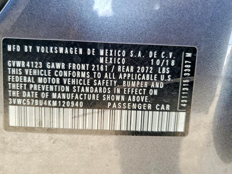 Продажа на аукционе авто 2019 Volkswagen Jetta, vin: 3VWC57BU4KM120940, номер лота: 56135366